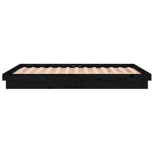 Sengeramme med LED 150x200 cm kingsize massivt træ sort