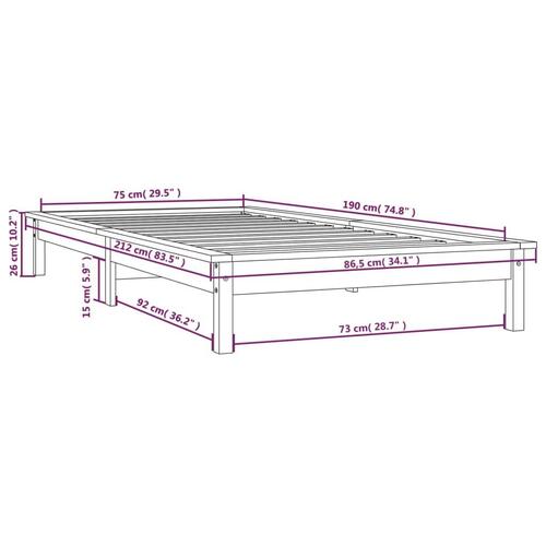 Sengeramme 75x190 cm Small Single massivt fyrretræ gyldenbrun