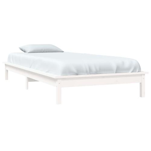 Sengeramme 90x190 cm massivt fyrretræ hvid