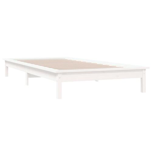 Sengeramme 90x190 cm massivt fyrretræ hvid
