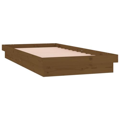 Sengeramme m. LED-lys 75x190 cm Small Single massivt træ brun