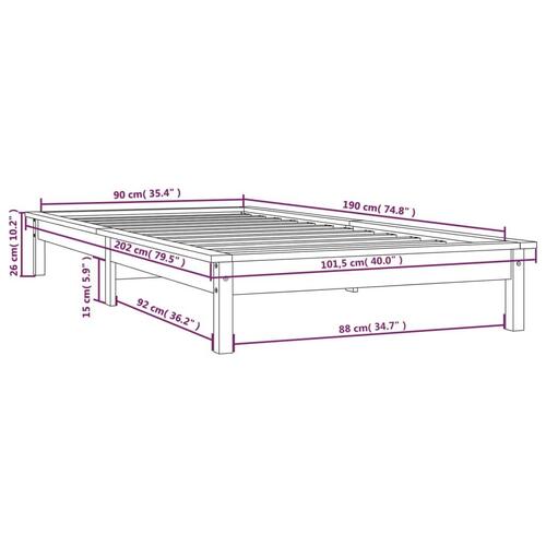 Sengeramme 90x190 cm Single massivt fyrretræ gyldenbrun