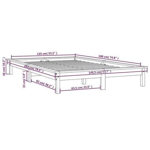 Sengeramme 135x190 cm dobbelt massivt fyrretræ gyldenbrun