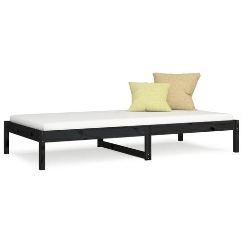 Daybed 90x200 cm massivt fyrretræ sort