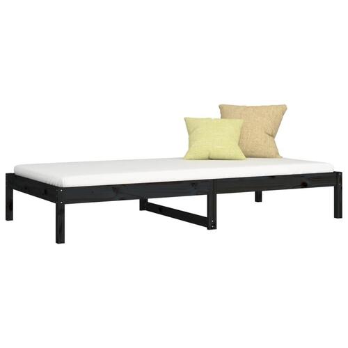 Daybed 90x200 cm massivt fyrretræ sort