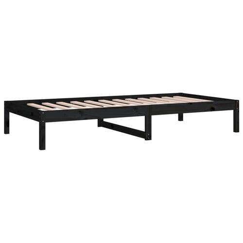 Daybed 90x200 cm massivt fyrretræ sort