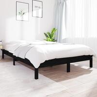 Sengeramme 135x190 cm massivt fyrretræ sort