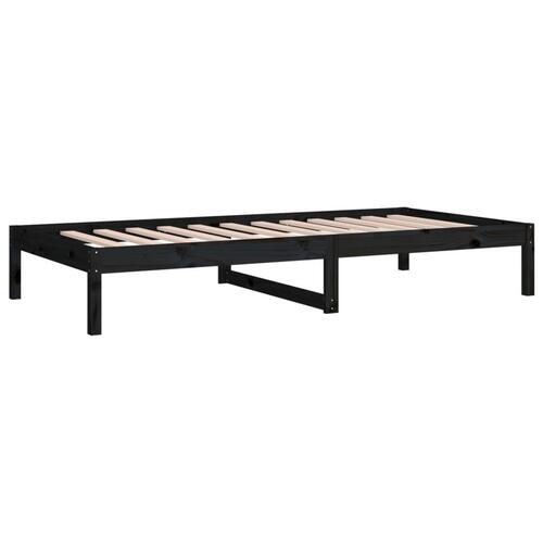 Daybed 80x200 cm massivt fyrretræ sort