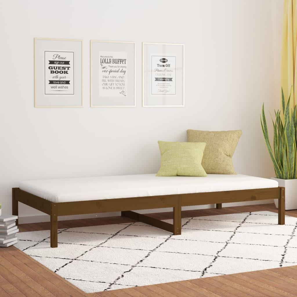 Daybed 90x190 cm Single massivt fyrretræ gyldenbrun