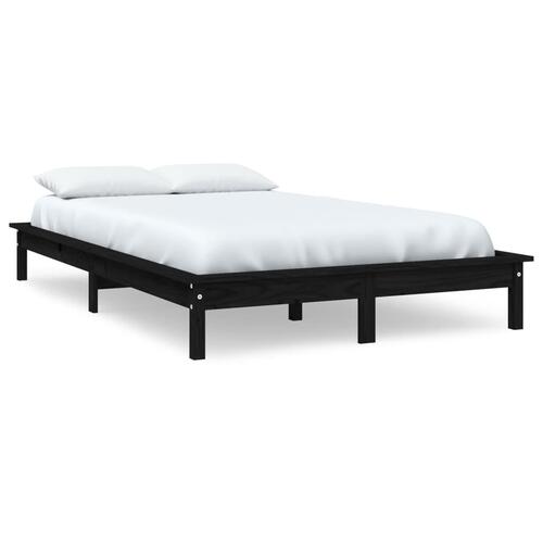 Sengeramme 140x190 cm massivt fyrretræ sort