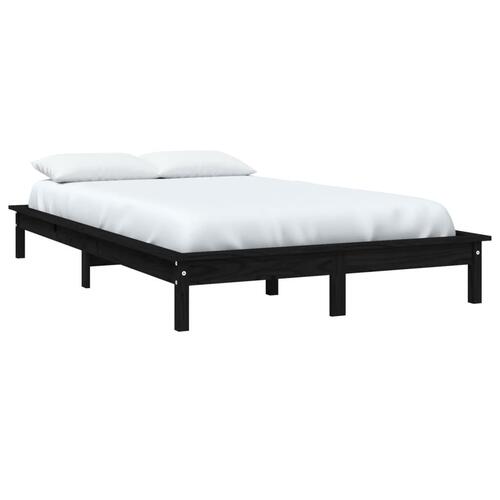 Sengeramme 140x190 cm massivt fyrretræ sort