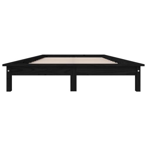 Sengeramme 140x190 cm massivt fyrretræ sort