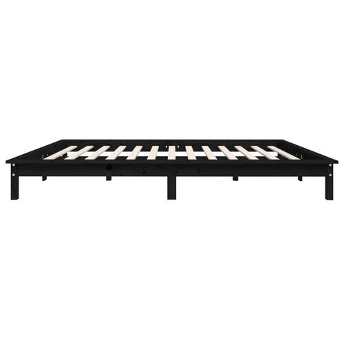 Sengeramme 140x190 cm massivt fyrretræ sort