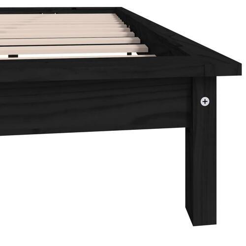 Sengeramme 140x190 cm massivt fyrretræ sort