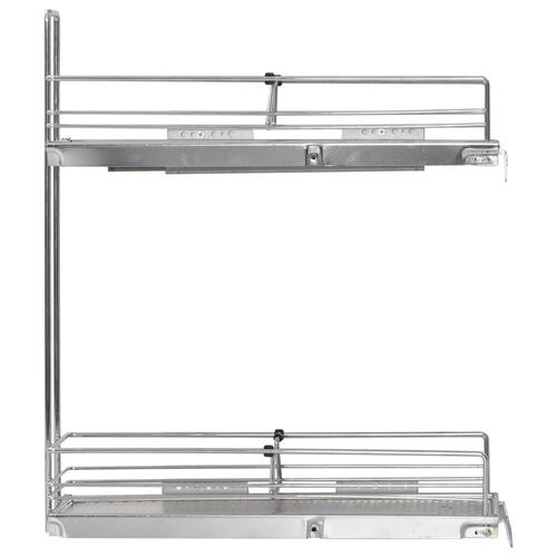 Udtrækkelig trådnetskurv til køkken 2 niveauer 47x15x54,5 cm sølv