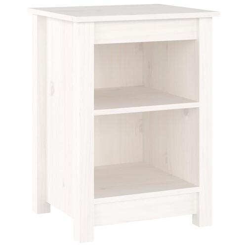 Sengebord 40x35x55 cm massivt fyrretræ hvid