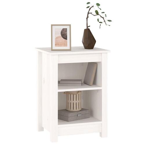 Sengebord 40x35x55 cm massivt fyrretræ hvid