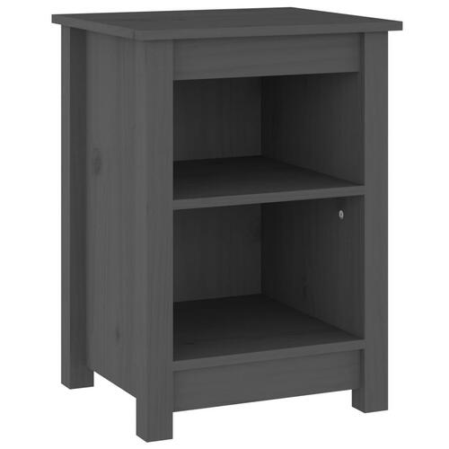 Sengebord 40x35x55 cm massivt fyrretræ grå