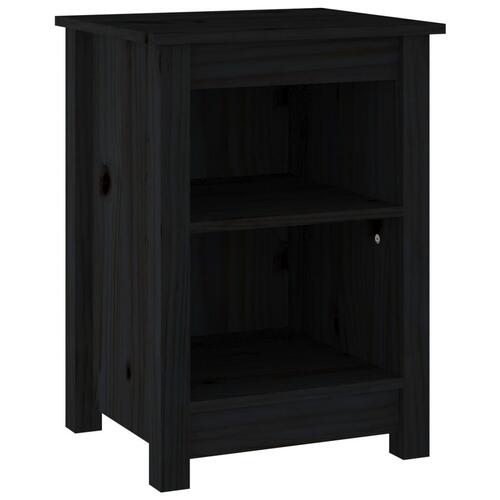 Sengebord 40x35x55 cm massivt fyrretræ sort
