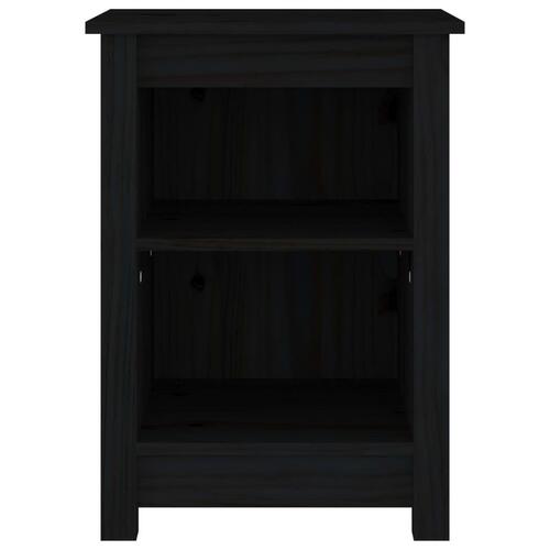 Sengebord 40x35x55 cm massivt fyrretræ sort