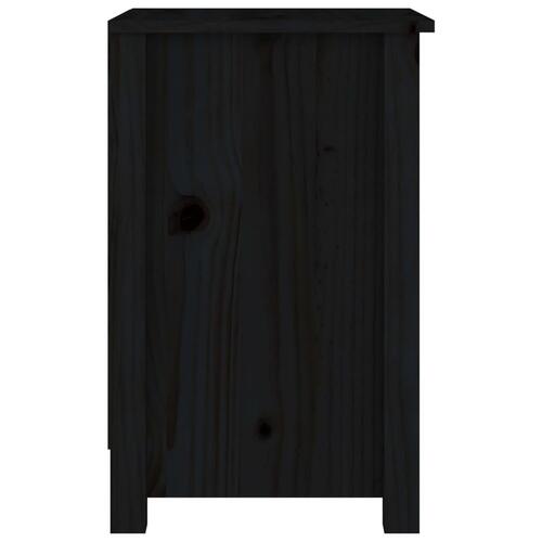 Sengebord 40x35x55 cm massivt fyrretræ sort