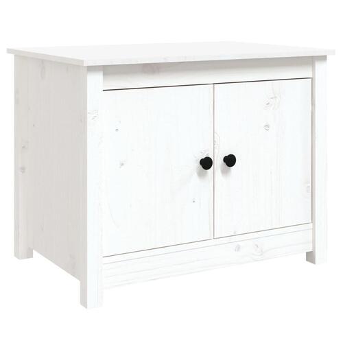 Sofabord 71x49x55 cm massivt fyrretræ hvid