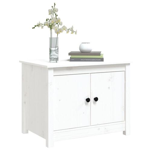 Sofabord 71x49x55 cm massivt fyrretræ hvid