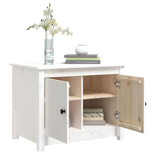 Sofabord 71x49x55 cm massivt fyrretræ hvid