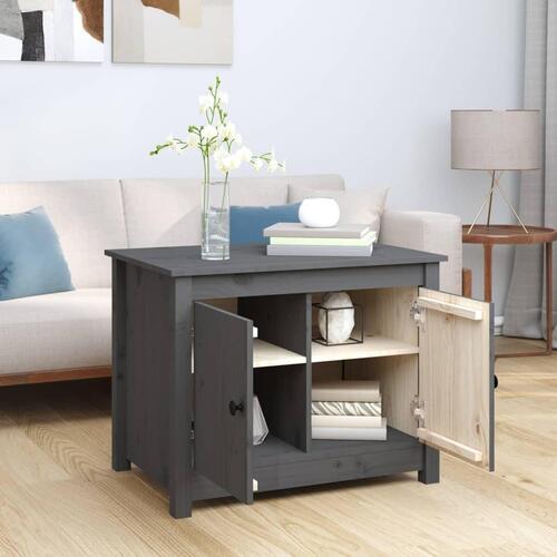 Sofabord 71x49x55 cm massivt fyrretræ grå