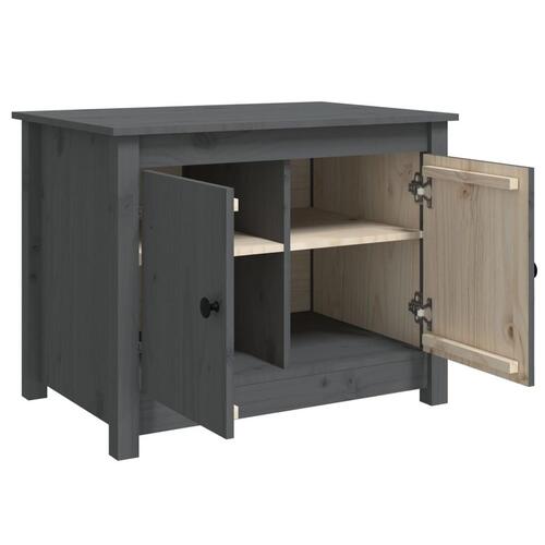 Sofabord 71x49x55 cm massivt fyrretræ grå