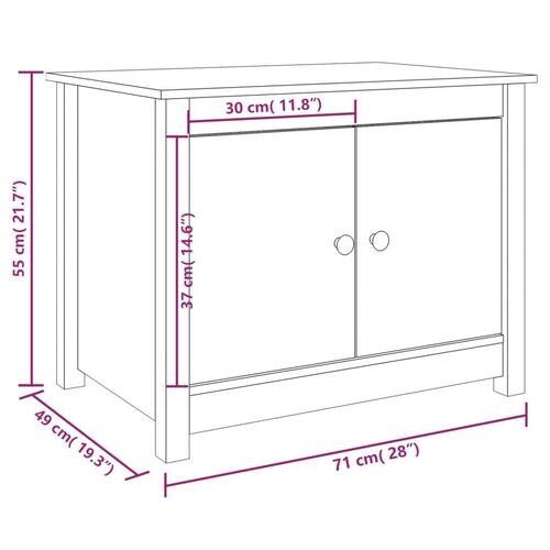 Sofabord 71x49x55 cm massivt fyrretræ grå