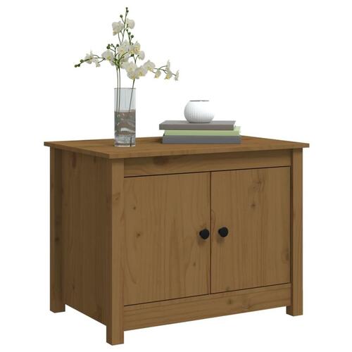 Sofabord 71x49x55 cm massivt fyrretræ gyldenbrun