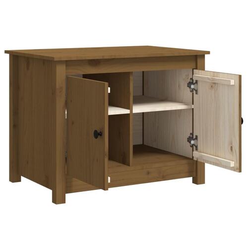 Sofabord 71x49x55 cm massivt fyrretræ gyldenbrun