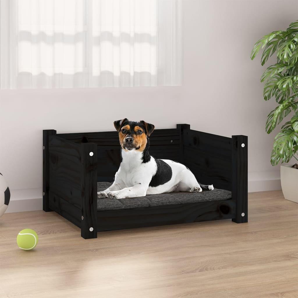 Hundeseng 55,5x45,5x28 cm massivt fyrretræ sort