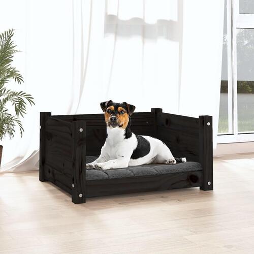 Hundeseng 55,5x45,5x28 cm massivt fyrretræ sort