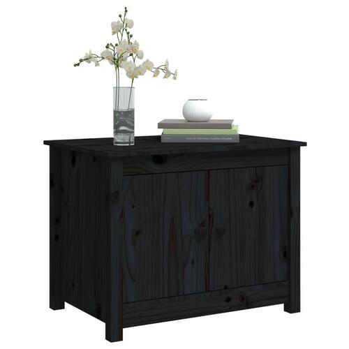 Sofabord 71x49x55 cm massivt fyrretræ sort