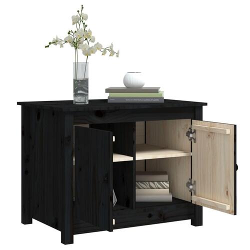 Sofabord 71x49x55 cm massivt fyrretræ sort