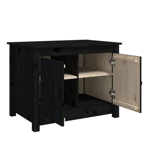 Sofabord 71x49x55 cm massivt fyrretræ sort