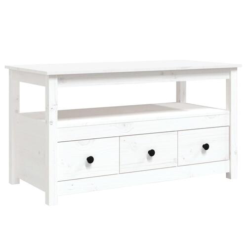 Sofabord 102x49x55 cm massivt fyrretræ hvid