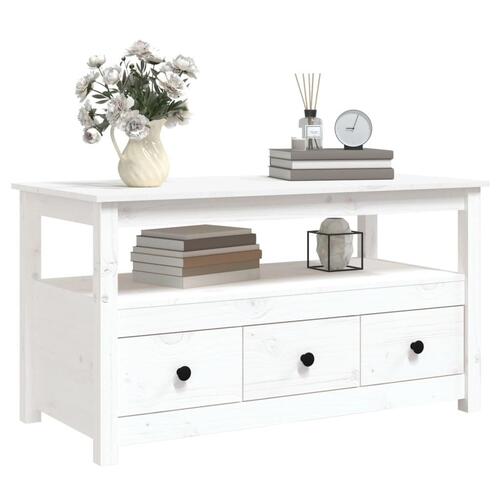 Sofabord 102x49x55 cm massivt fyrretræ hvid