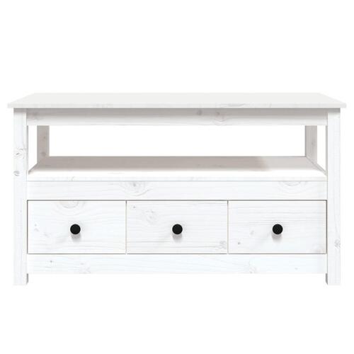 Sofabord 102x49x55 cm massivt fyrretræ hvid