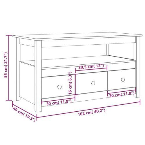 Sofabord 102x49x55 cm massivt fyrretræ hvid