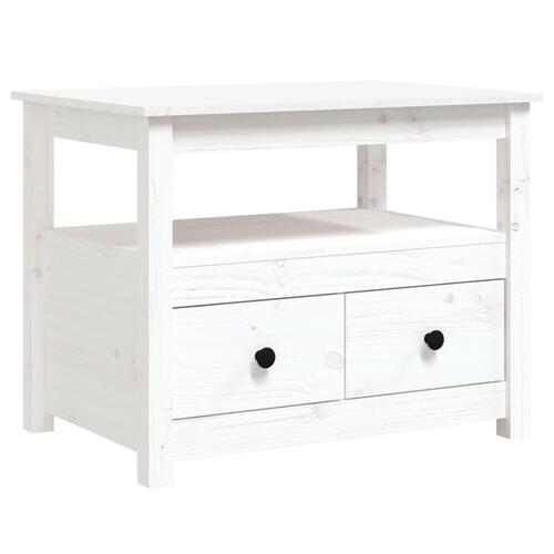 Sofabord 71x49x55 cm massivt fyrretræ hvid