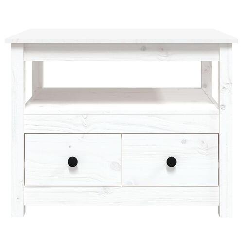 Sofabord 71x49x55 cm massivt fyrretræ hvid