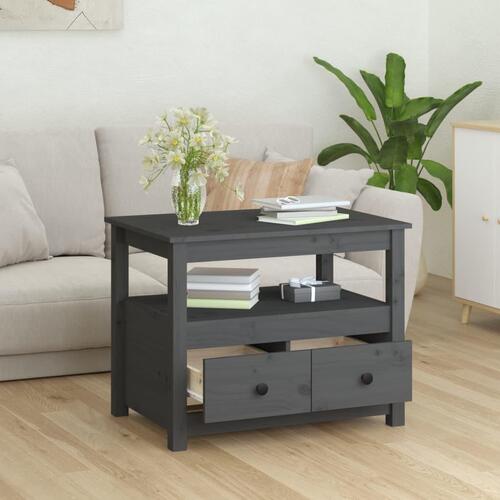 Sofabord 71x49x55 cm massivt fyrretræ grå