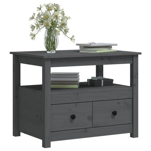 Sofabord 71x49x55 cm massivt fyrretræ grå