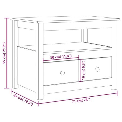 Sofabord 71x49x55 cm massivt fyrretræ grå