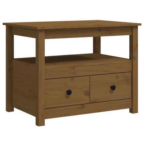 Sofabord 71x49x55 cm massivt fyrretræ gyldenbrun