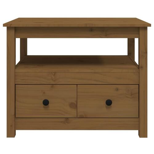 Sofabord 71x49x55 cm massivt fyrretræ gyldenbrun