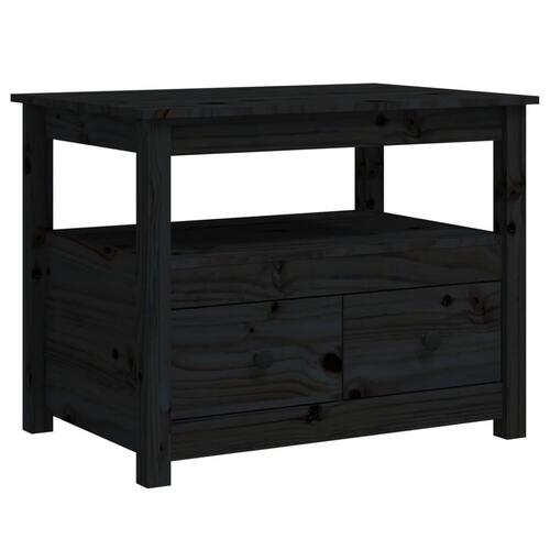 Sofabord 71x49x55 cm massivt fyrretræ sort